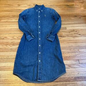 Ralph Lauren Dark Blue Denim Button-Front Midi Dress